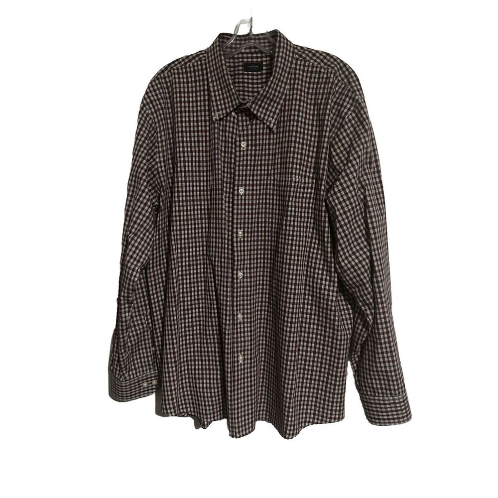 Arrow Men's Dress Shirt Button Up Red Plaid Long Sleeve Size L
